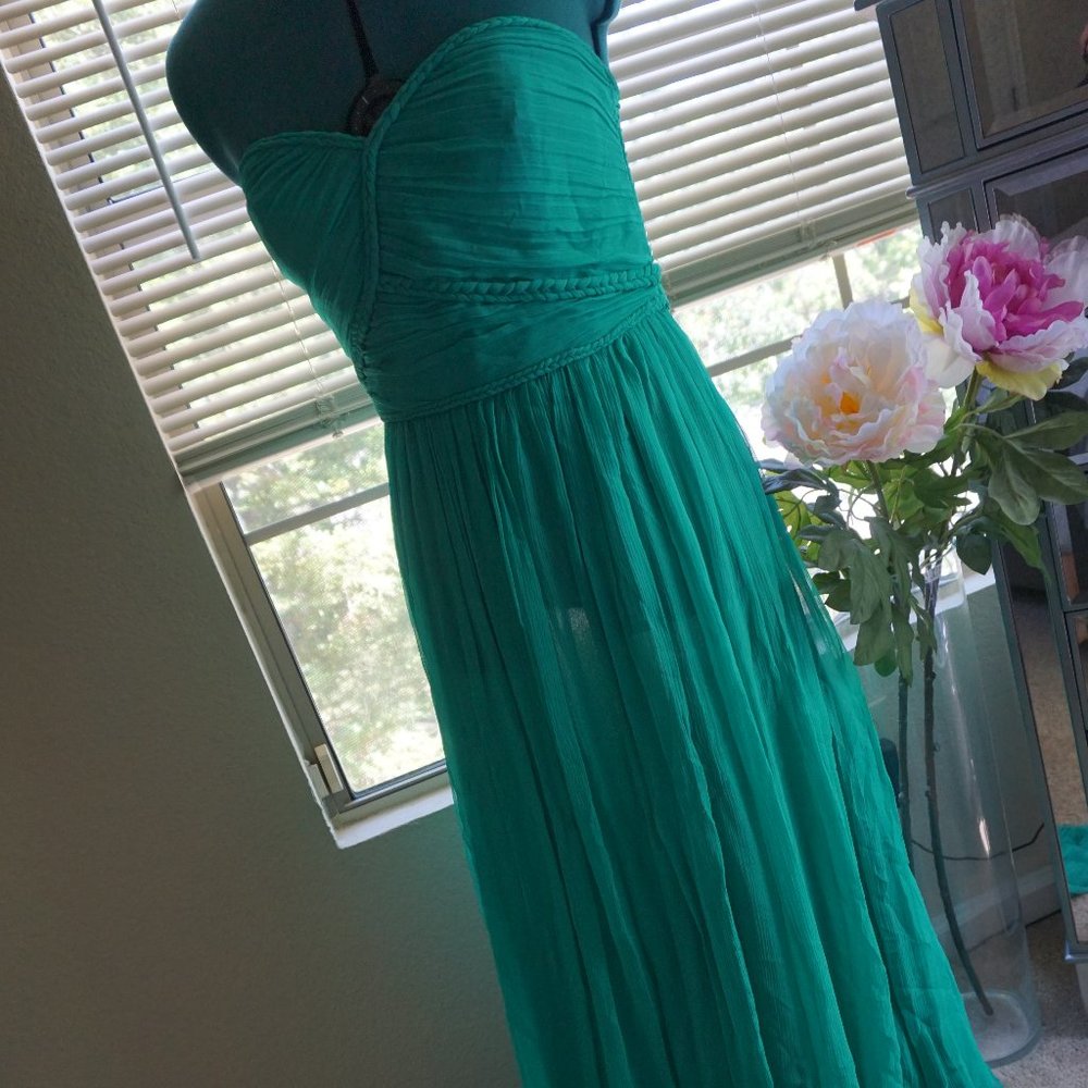 Teal Strapless Corset Maxi Gown